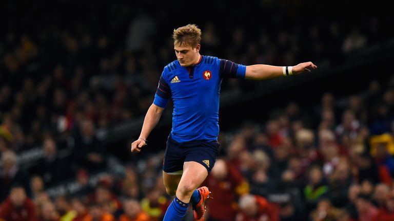 Jules Plisson of France kicks a penalty during the RBS Six Nations match between Wales and France