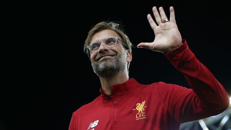 Liverpool manager Jurgen Klopp waves to fans before the friendly between Sydney FC and Liverpool 