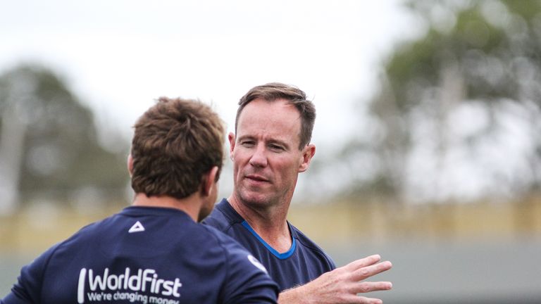 Justin Holbrook, new coach of St Helens, with Jake Friend at Sydney Roosters