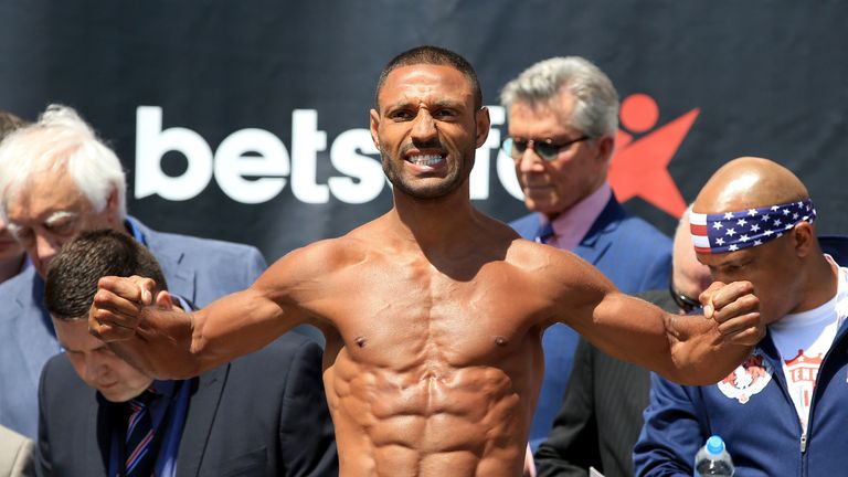 Kell Brook during the weigh-in at Sheffield City Hall.