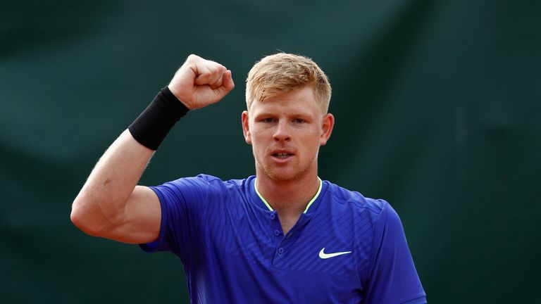 Kyle Edmund celebrates his win over Gastao Elias