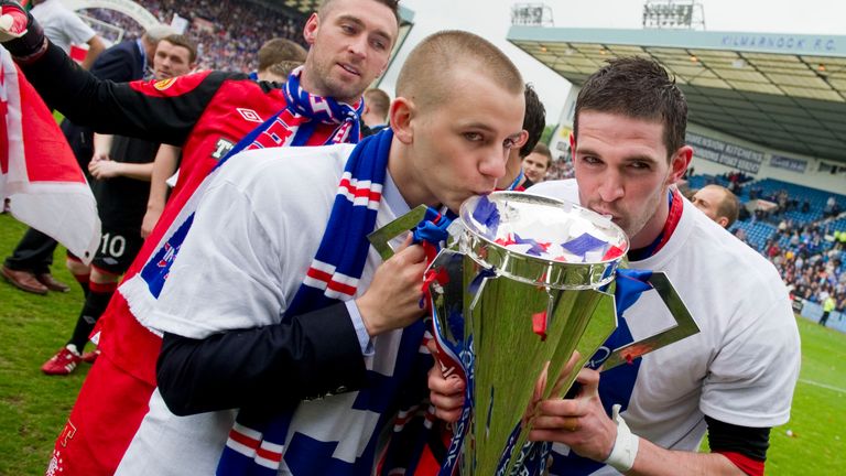 Lafferty celebrates a Rangers title win 