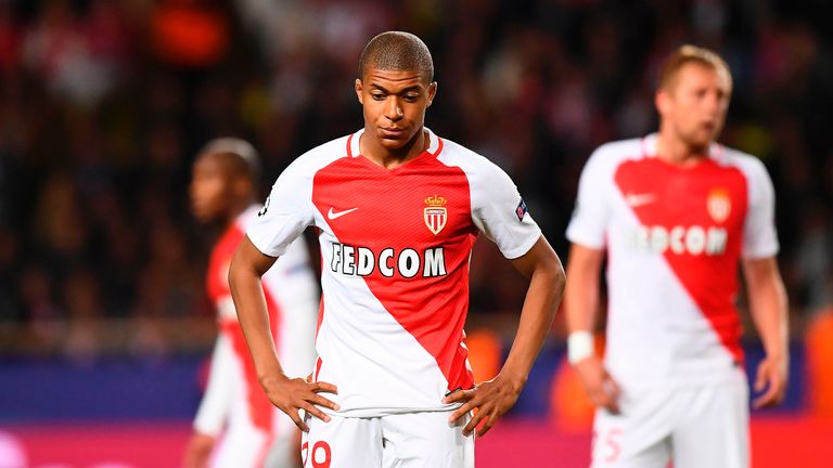 Kylian Mbappe appears dejected following the 2-0 Champions League semi-final first leg defeat to Juventus