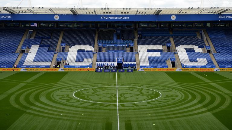 LEICESTER, ENGLAND - MAY 21:  General view inside the stadium prior to the Premier League match between Leicester City and AFC Bournemouth at The King Powe
