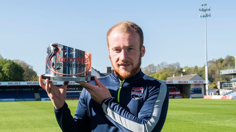 County's Liam Boyce with his Player of the Month Award in the Dingwall sunshine