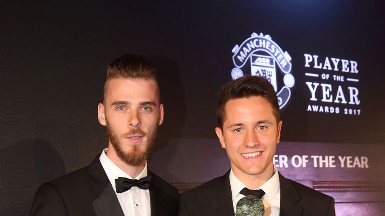 David de Gea presents Ander Herrera with the Sir Matt Busby Player of the Year award