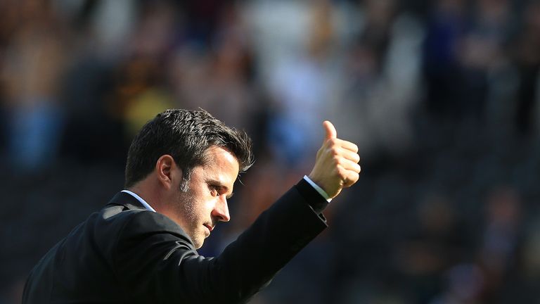 Hull City's Portuguese head coach Marco Silva applauds the fans following the English Premier League football match between Hull City and Tottenham Hotspur