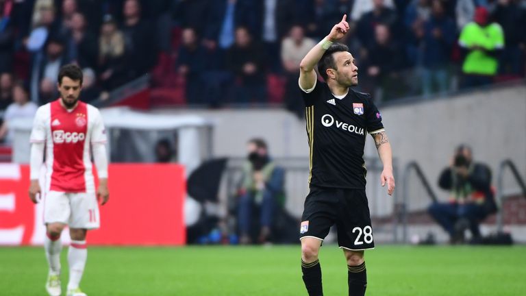 French forward Mathieu Valbuena scored Lyon's away goal in Amsterdam