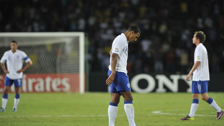 England's player Matthew Phillips (C) reacts at the end of the FIFA World Cup U-20 match against Nigeria at the Centenario Stadium in Armenia, Colombia, on