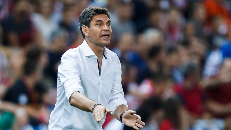 MADRID, SPAIN - AUGUST 21: Head coach  Mauricio Pellegrino of Deportivo Alaves gives instructions during the La Liga match between Club Atletico de Madrid 