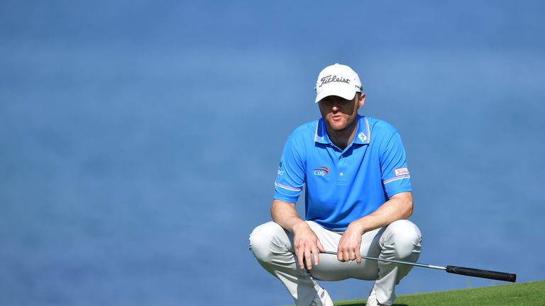 SCIACCA, ITALY - MAY 19:  Michael Hoey of Northern Ireland lines up a putt during the second round of The Rocco Forte Open at The Verdura Golf and Spa Reso