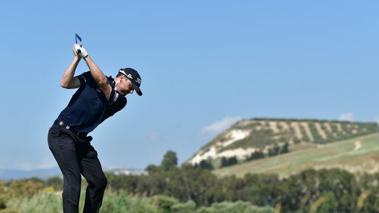 SCIACCA, ITALY - MAY 20:  Michael Hoey of Northern Ireland plays a shot on the eigth hole during the third round of The Rocco Forte Open at The Verdura Gol