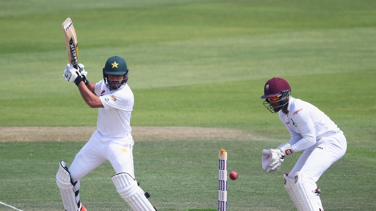 Mohammad Nawaz batting on day two of the 2nd test between Pakistan and West Indies