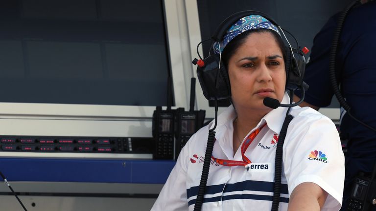 Monisha Kaltenborn on the Sauber pit wall in Bahrain