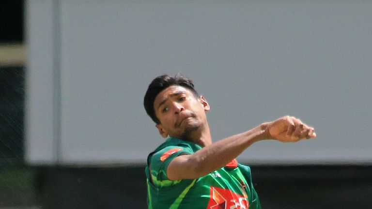 Bangladesh's Mustafizur Rahman bowls during play in the fourth ODI match of the Ireland Tri-Nation Series between Ireland and Bangladesh at Malahide