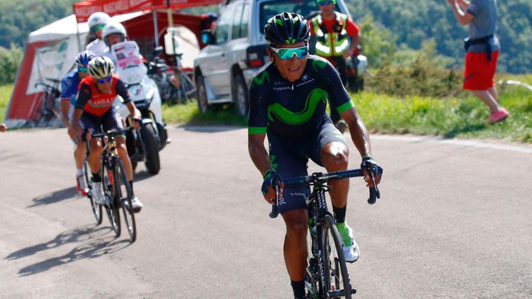 Nairo Quintana goes on the attack during stage nine of the Giro