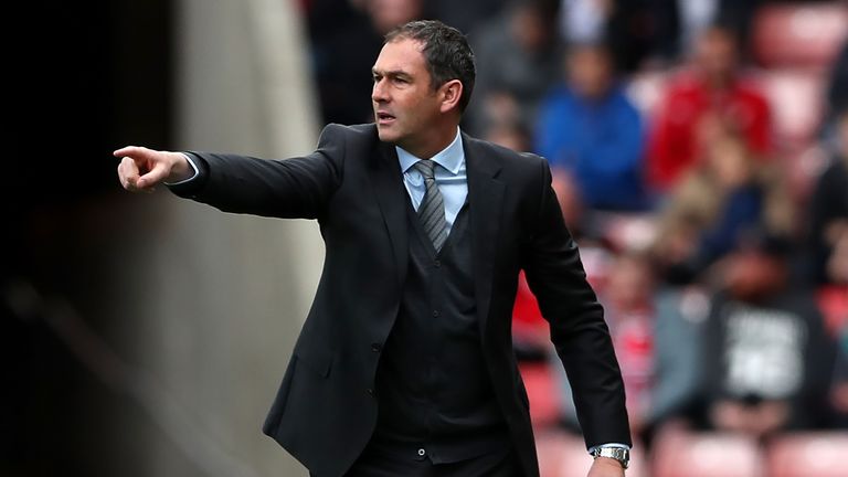 Paul Clement gestures from the touchline at the Stadium of Light