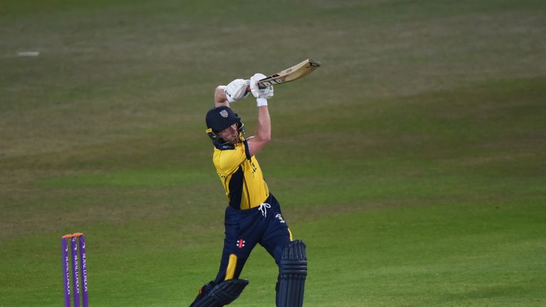 NOTTINGHAM , ENGLAND - MAY 11:  Paul Collingwood of Durham drives the ball down the ground during the Royal London One-Day Cup match between Nottinghamshir