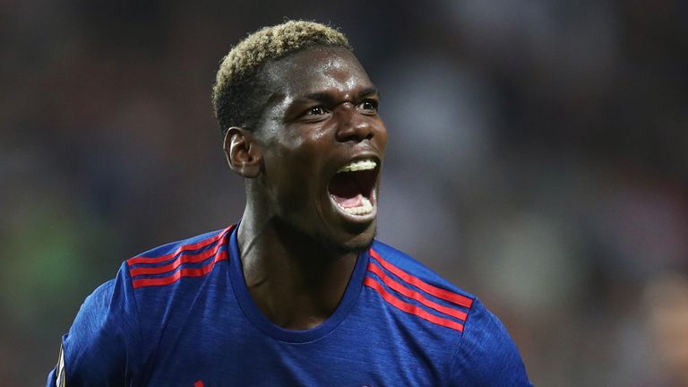 STOCKHOLM, SWEDEN - MAY 24:  Paul Pogba of Manchester United celebrates victory following the UEFA Europa League Final between Ajax and Manchester United a