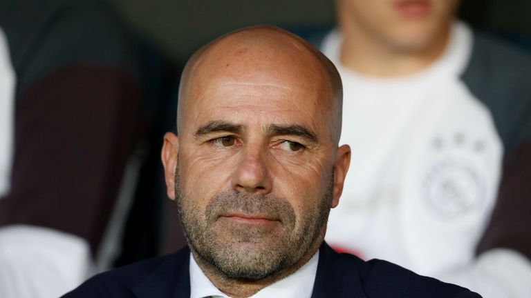 Ajax Dutch head coach Peter Bosz waits for the start of the UEFA Europa League final football match Ajax Amsterdam v Manchester United on May 24, 2017 at t