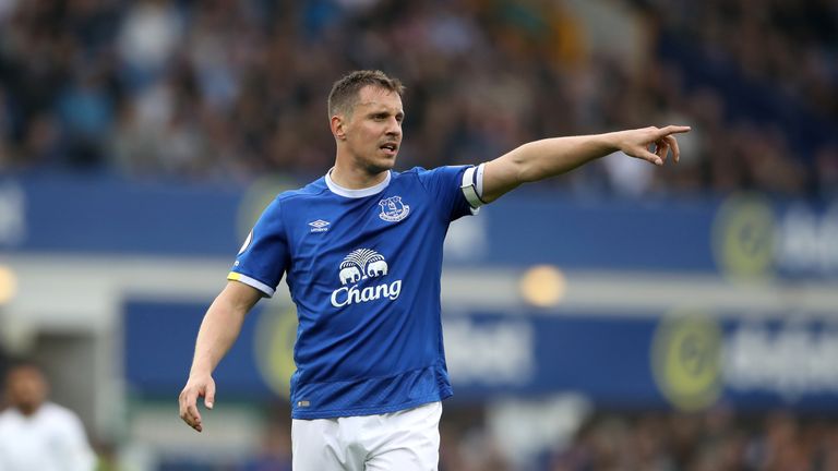 Everton's Phil Jagielka during the Premier League match at Goodison Park, Liverpool