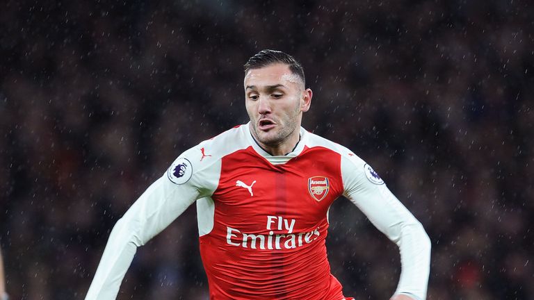 Lucas Perez in action during the Premier League match between Arsenal and Crystal Palace at Emirates Stadium