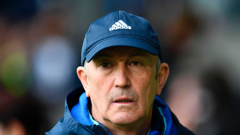 Tony Pulis arrives for the match between West Bromwich Albion and Liverpool at The Hawthorns
