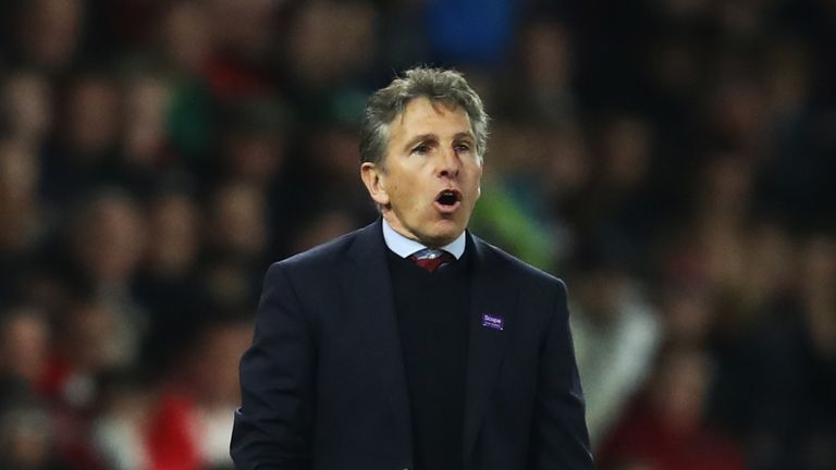Claude Puel looks on against Man Utd at St Mary's