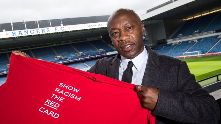 Rangers legend Mark Walters joined pupils from Ibrox and Craigton Primary School at a Show Racism the Red Card workshop