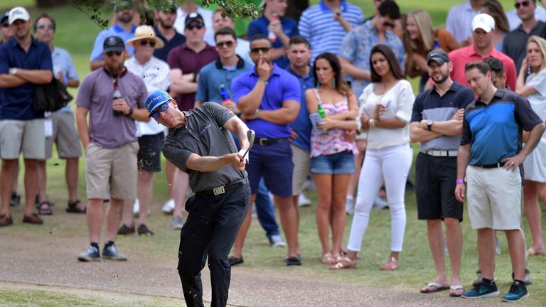 IRVING, TX - MAY 19:  Ricky Barnes plays his second shot on the first hole during Round Two of the AT&T Byron Nelson at the TPC Four Seasons Resort Las Col