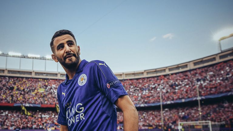 MADRID, SPAIN - APRIL 12:  [EDITORS NOTE: THIS IMAGE WAS PROCESSED USING DIGITAL FILTERS] Riyad Mahrez looks on during the UEFA Champions League Quarter Fi