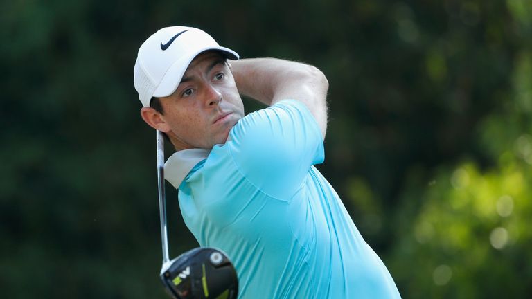 Rory McIlroy of Northern Ireland plays his shot from the 11th tee during the second round of the THE PLAYERS Championship 