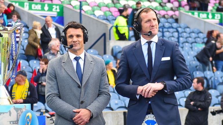 Dan Carter and Will Greenwood ahead of the Champions Cup final