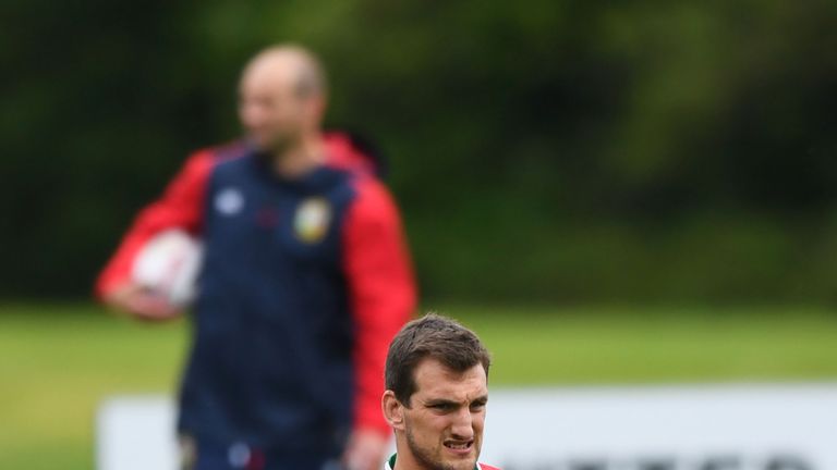 Sam Warburton stretches during a British and Irish Lions training session at Vale of Glamor