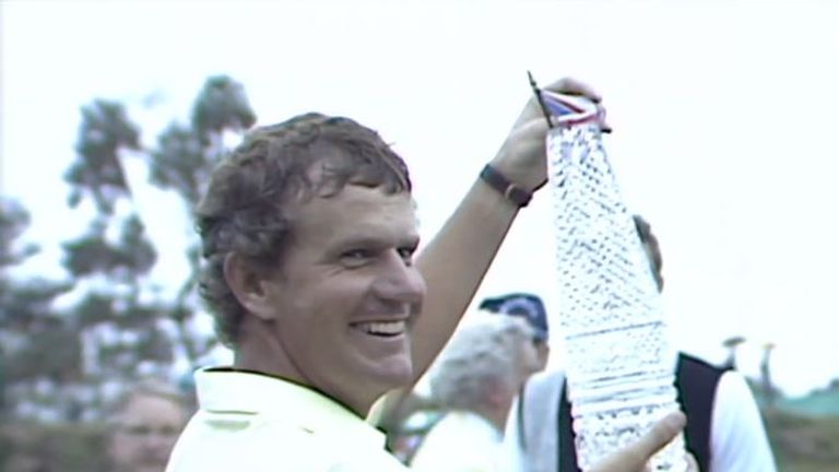 Sandy Lyle lifts the trophy at TPC Sawgrass in 1987