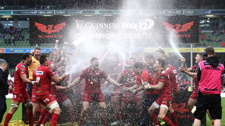 Scarlets celebrate their win
