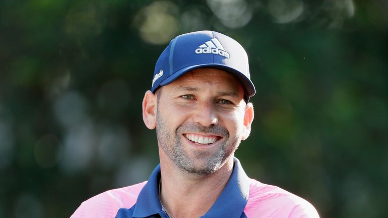 Sergio Garcia of Spain reacts on the 11th tee during the second round of the THE PLAYERS Championship