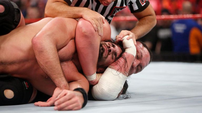 Seth Rollins was clearly in pain after Samoa Joe's 'Coquina Clutch'.