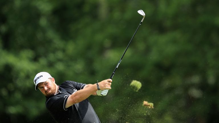 Shane Lowry of Ireland hits an approach shot on the 6th hole  during day four of the BMW PGA Championship at Wentworth