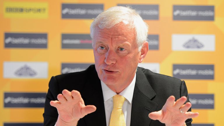 World Snooker chairman Barry Hearn speaks to the press during the World Snooker Championship at the Crucible Theatre