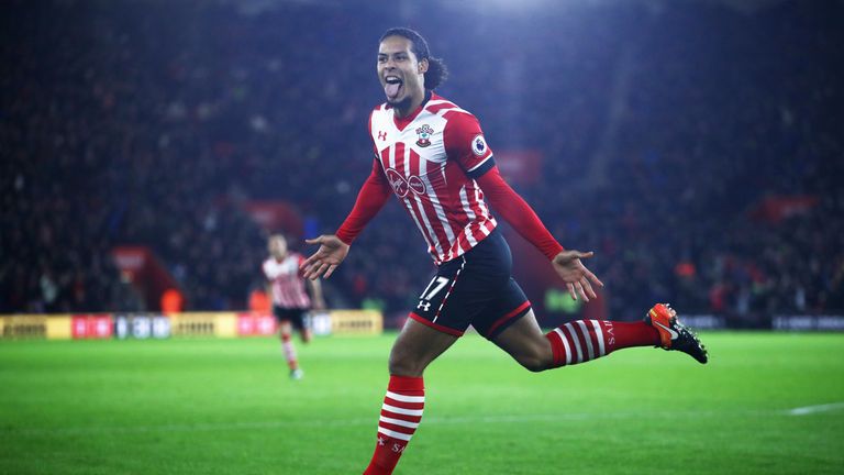 Virgil van Dijk of Southampton celebrates as he scores 