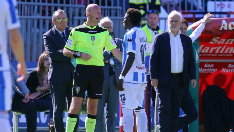 Sulley Muntari of Pescara was racially abused in Serie A match with Cagliari
