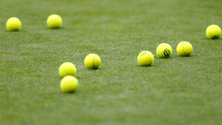 General view of tennis balls during a practice session on day three of the 2016 AEGON International at Devonshire Park, Eastbourne