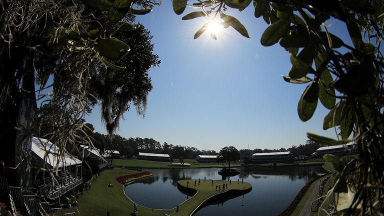 PONTE VEDRA BEACH, FL - MAY 10:  A general view of the 17th hole during a practice round prior to the THE PLAYERS Championship at the Stadium course at TPC