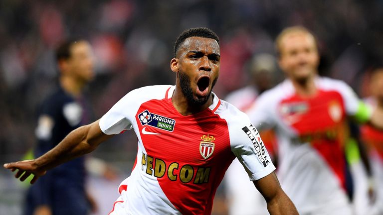 Thomas Lemar celebrates after scoring against PSG during the French League Cup final on 1 April, 2017