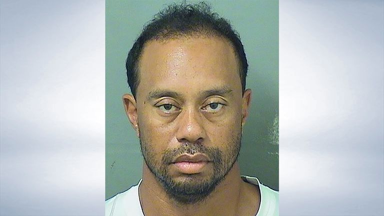 Tiger Woods' mugshot taken after his arrest in the early hours of Monday morning (credit: Palm Beach County Sheriff's Office)