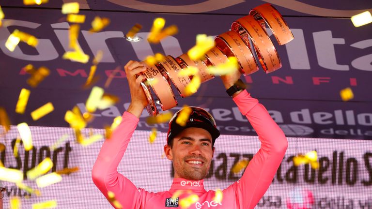 Tom Dumoulin celebrates Giro victory