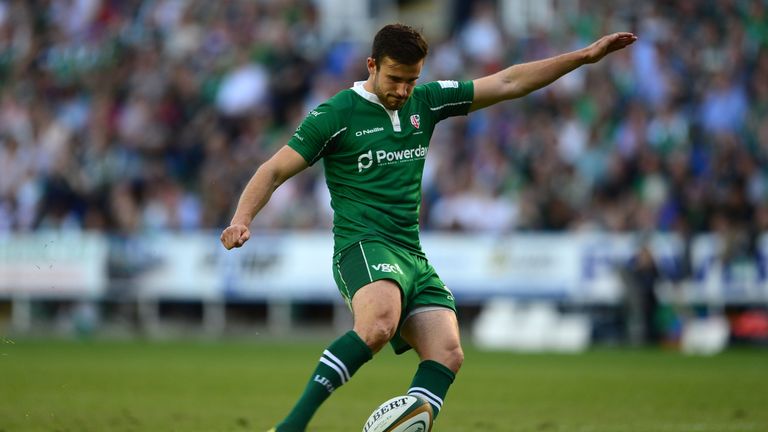 Tommy Bell successfully converts one of Irish's six tries on the night