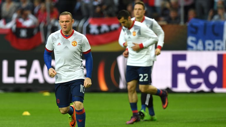 Manchester United's striker Wayne Rooney attends a training prior the UEFA Europa League final football match Ajax Amsterdam v Manchester United