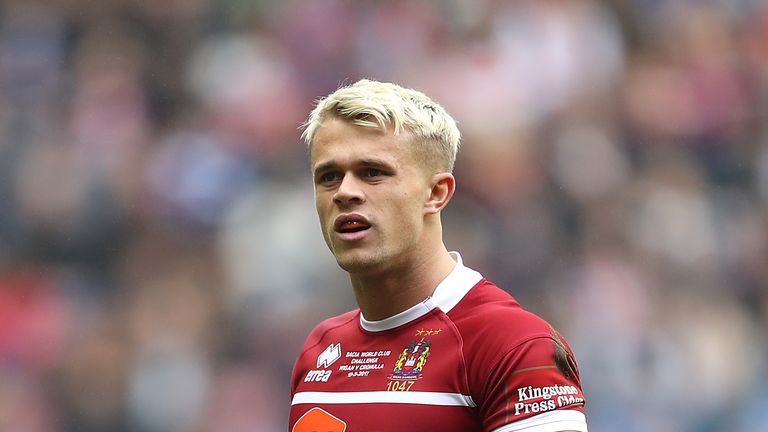 Dacia World Club Challenge - Wigan Warriors v Cronulla Sharks - DW Stadium, Wigan, England -.Lewis Tierney of Wigan Warriors